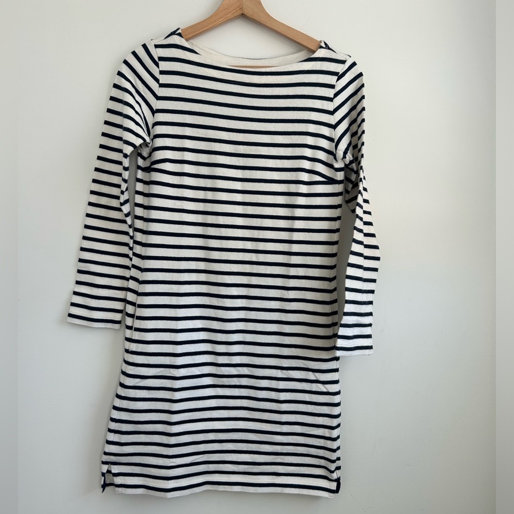 Uniqlo Navy Blue & White Striped Long Sleeve Dress